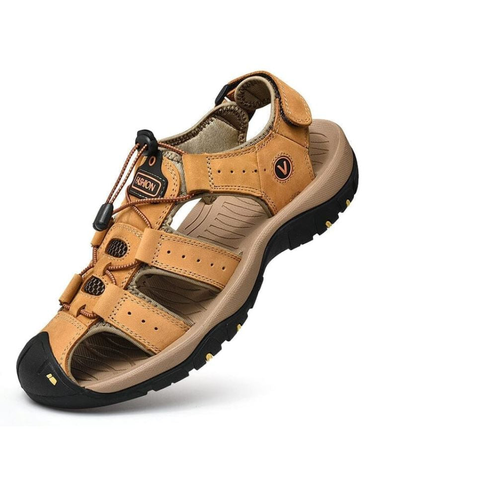 Sandália Adventure Premium Antiderrapante + Brinde Exclusivo Calçados (Sandália Masculina 3) Dm Stores Cáqui 37 Lanterna Tática 4 em 1