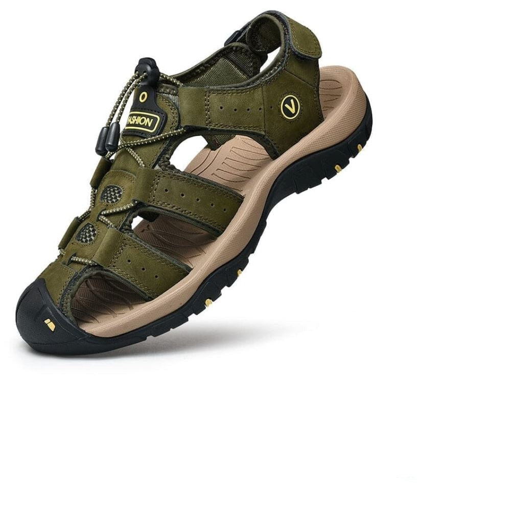 Sandália Adventure Premium Antiderrapante + Brinde Exclusivo Calçados (Sandália Masculina 3) Dm Stores Verde Militar 37 Lanterna Tática 4 em 1